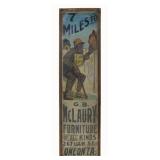 Folk Art Metal Advertising Sign Mounted on Wood