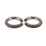 JEWELRY. Signed 14kt Gold and Diamond Hoops.