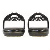 (2) Chinese Lacquered Lunch Boxes with Lotus