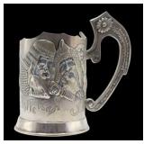 SILVER. Russian Silver .875 Podstakannik Bogatyr