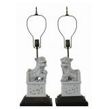 Pair of Chinese Blanc de Chine Foo Dogs as Lamps.