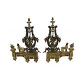 Fine & Large Pair Of Gilt & Patinated Bronze Lyre