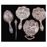 STERLING. 5 Pc. Unger Bros. Art Nouveau Sterling