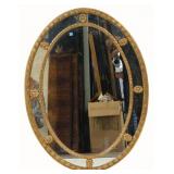 Vintage Oval Giltwood Panel Mirror