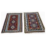 2 Vintage And Hand Made Kilm Style Carpets.