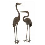 Vintage Pair of Tall Japanese Bronze Cranes.