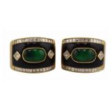 JEWELRY. Pair of Signed 18kt Gold, Diamond, Onyx