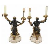 CALDWELL Pair Of Gilt & Patinated Bronze Lamps