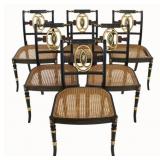 6 Regency Style Paint, Gilt & Ebonized Chairs.