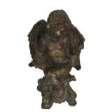 UNSIGNED Bronze Sculpture Of A Seated Cherub.