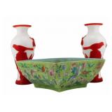 Chinese Famille Rose and Peking Glass Grouping.