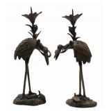Pair of Chinese Crane and Turtle Pricket Sticks.