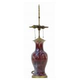 Chinese Flambe Vase Mounted as a Lamp.