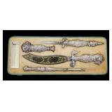 SILVER. Cased Silver Antique Ecritoire Set.