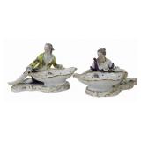 MEISSEN. 2 Signed Porcelain Figural Serving Dishes