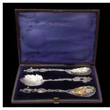 SILVER. Cased English Silver Naval Spoons.