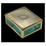 SILVER. English Gilt Silver and Malachite Box.