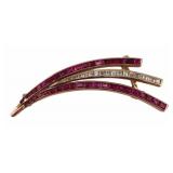 JEWELRY. 14kt Gold, Ruby and Diamond Clip.