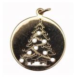 JEWELRY. Signed 14kt Gold Christmas Tree Pendant.
