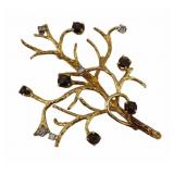 JEWELRY. 13.5kt Gold Gem and Diamond Branch Brooch
