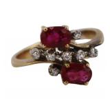 JEWELRY.  13kt Gold, Ruby and Diamond Ring.