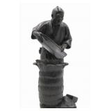 Japanese Bronze of a Standing Figure with Basket.