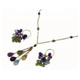 JEWELRY. 14kt Gold and Gem Necklace and Earrings.