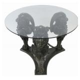 Large & Impressive Patinated Bronze Lion Table.