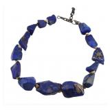 JEWELRY. Lapis Lazulis Silver and Diamond Necklace