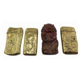 Japanese Meiji Bronze Vesta/Match Case and (3)