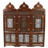 Syrian Three Panel Folding Mashrabiyya Screen.