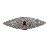 JEWELRY. Art Deco 18kt Diamond and Ruby Brooch