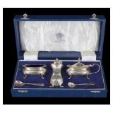SILVER. Cased English Silver Condiment Set.