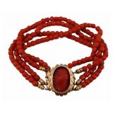 JEWELRY. Victorian Multi-Strand Coral Beaded