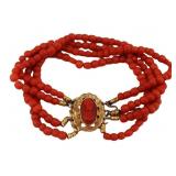JEWELRY. Victorian Multi-Strand Coral Beaded