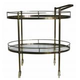 Midcentury Gilt Metal Serving Cart.