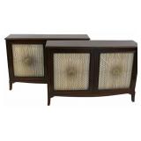 Vintage Pair of Mahogany Wire Front Cabinets.