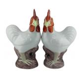 Pair of 19th C Chinese Enamel Decorated Cockerels.