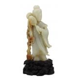 Chinese Carved Jade QuanYin with Base.