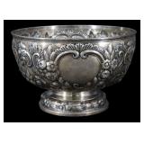 SILVER. British Raj English Silver Punch Bowl.