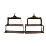 A Pair Of Mahogany Pagoda Form Wall Shelves.