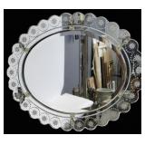 Vintage Venetian Style Oval Etched Mirror.