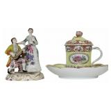 MEISSEN Porcelain Lidded Cup & Underplate