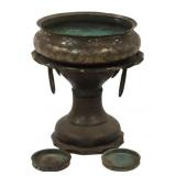Persian Tinned Copper Bowl and Pedestal.