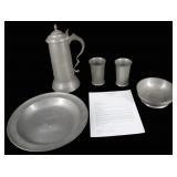 Antique Pewter Communion Set Danforth Church 5 Pcs