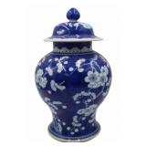 Chinese Blue and White Prunus Lidded Urn.