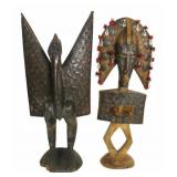 Antique Carved African Mask Together with a Carved