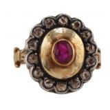 JEWELRY. Silver-Topped Gold, Ruby and Diamond