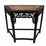 Chinese Marble Top Trapezoidal Hardwood Table.
