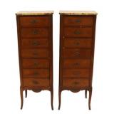 Vintage & Tall Pair of Inlaid Satinwood Night